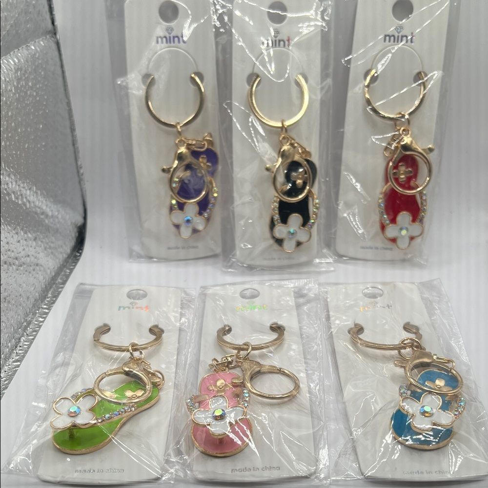 Flower Flip-Flop Keychain Purse Charm - Your Choice of Color